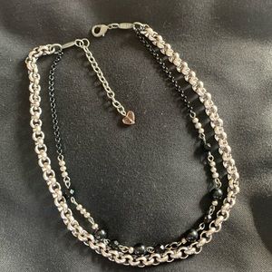 Sabika 16 inch necklace. Black and silver double chain.
